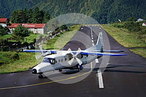 Aircraft on Runway at Tenzingâ€“Hillary Airport, After Landing