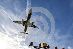 Aircraft shortly before landing on the runway photo