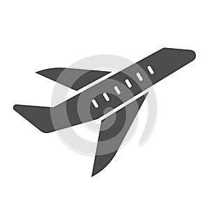 Aircraft solid icon, transport concept, flying plane sign on white background, airplane silhouette icon in glyph style