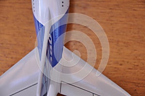 Aircraft tail with trim and rudder, model, top view