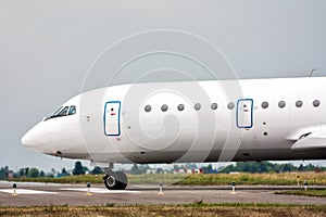 The aircraft taxiing on the main taxiway