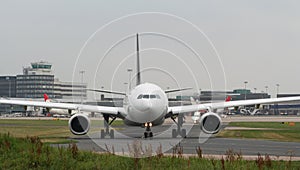 Aircraft Taxiing, Nose and Cockpit. photo