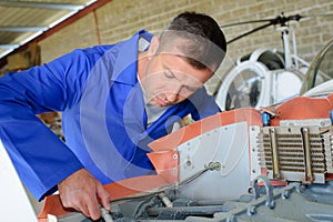 Aircraft technician at work