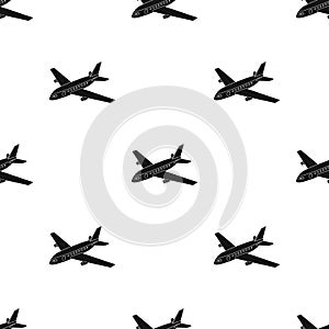 Aircraft for transportation of a large number of people. The safest air transport.Transport single icon in black style