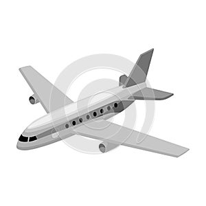 Aircraft for transportation of a large number of people. The safest air transport.Transport single icon in monochrome