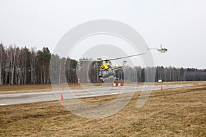 Aircraft - Two helicopters makes flight at low height