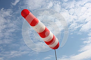 Airdrome red and white wind cone