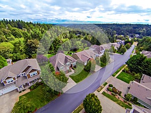 Aireal view of American suburban residential houses