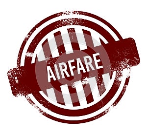 airfare - red round grunge button, stamp