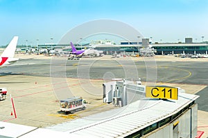 Airfield, planes, Changi Airport, Singapore