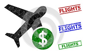 Airflight Price Triangle Icon and Scratched Flights Simple Watermarks