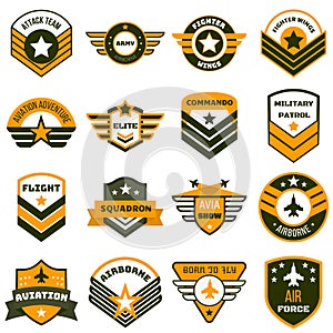 Airforce logo set, flat style