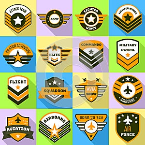 Airforce logo set, flat style photo