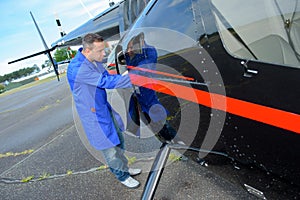 Airframe mechanic at work