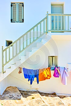 Airing clothes in the street in Mykonos photo