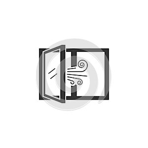 Airing open window icon in simple design. Vector illustration