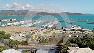 Airlie Beach, Queensland. Aerial view of coastline and Abell Point Marina