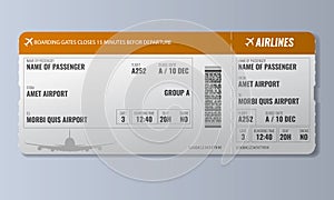 Airline boarding pass or air ticket design template. Realistic Vector illustration.