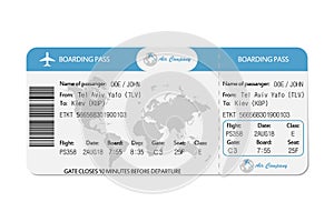 Airline boarding pass or airplane ticket. Vector.