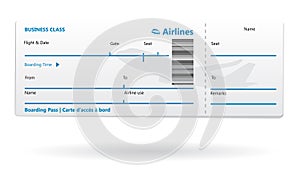 Airline boarding pass blank