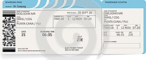 Airline boarding pass ticket. Concept of journey