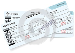 Airline boarding pass ticket. Concept of journey