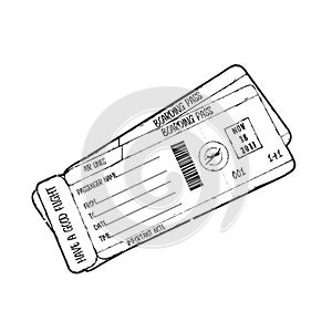 Airline boarding pass ticket design, hand drawn