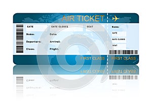 Airline boarding pass ticket isolated over white