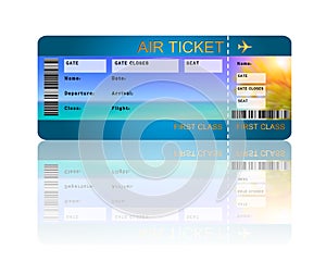 Airline boarding pass ticket isolated over white
