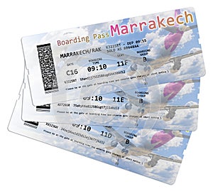 Airline boarding pass ticket to Marrakech (Morocco - Africa)