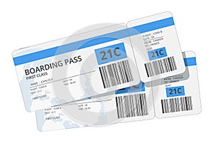 Airline boarding pass ticket for traveling by plane. Vector illustration.