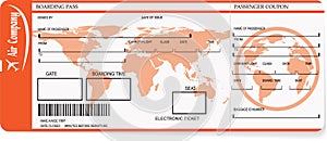 Airline boarding pass tickets with barcode