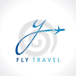 Y letter fly travel company logo