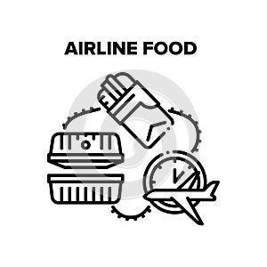 Airline Food Vector Black Illustrations