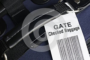 Airline gate checked baggage. photo