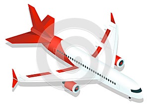 Airline jet icon. Isometric plane. Flying airplane