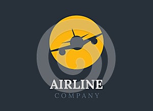Airline logo plane travel icon. Airport flight world aviation. Aircraft business tourism logo