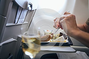 Airline meal served during flight