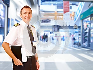 Airline pilot at airport