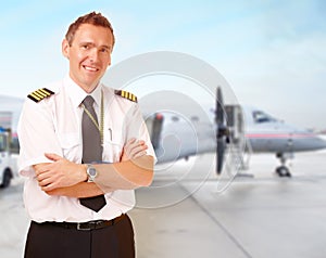 Airline pilot at the airport