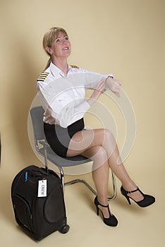 Airline pilot checking time