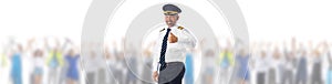 Airline pilot and many passengers