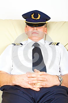 Airline pilot resting
