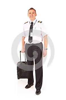 Airline pilot with trolley