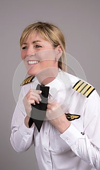 Airline pilot wearing a uniform cravat