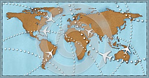 Airline planes travel flights world map