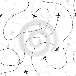 Airline routes seamless. Flight planes texture pattern travel airplane traffic line path planning aviation wallpaper