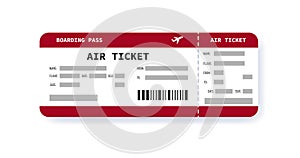 Airline ticket design mock up. Boarding pass. Concept of travel and trip. Vector illustration