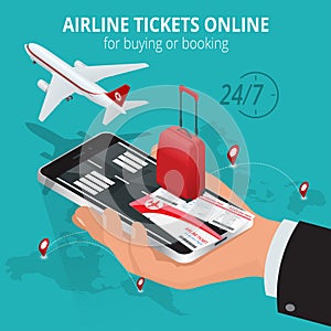 Airline tickets online. Buying or booking Airline tickets. Travel, business flights worldwide. Online app for tickets