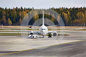 Airliner at an airport taxiway